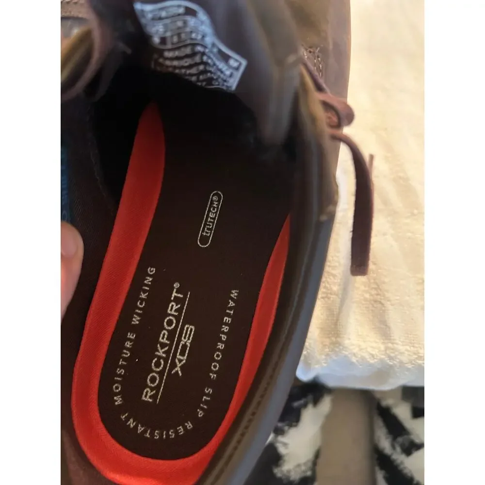 Rockport Brown Rugged Bucks Lace ups Plain Toe Waterproof Shoes Size 9